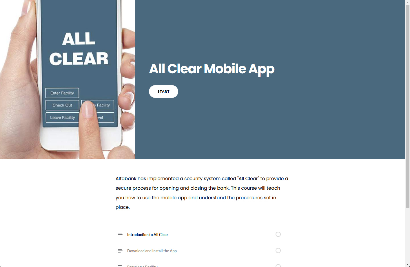 All Clear Mobile App Training